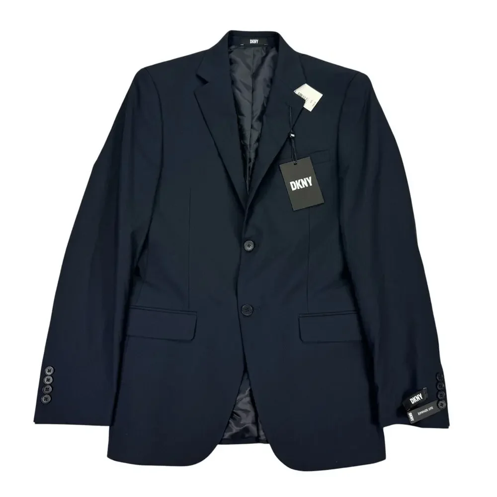 DKNY Mens Duran Modern Fit Stretch Solid Suit Jacket Navy 36R